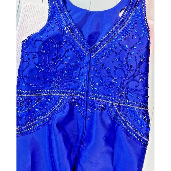 NWT Rachel Allan Curves 7813 Royal Blue Mermaid Prom Dress 24 Sexy Beaded Luxe - Picture 5 of 12